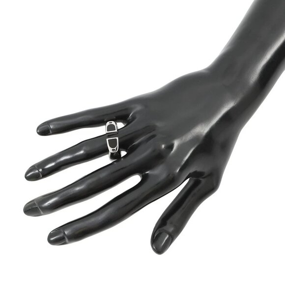 HERMES Etrier Ring Size T62 Metal/Lacquer Black H100060FJ0360 - Picture 4 of 11